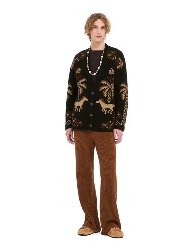 Alanui-The Cardigan-Man-Black/Camel-LMHB027E26KNI002