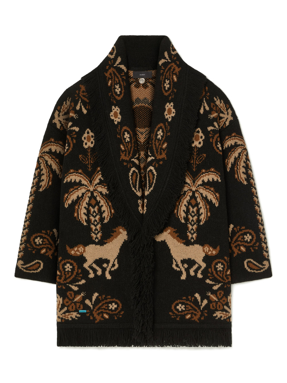 Alanui-The Cardigan-Woman-Black/Camel-LWHB064E26KNI003-3