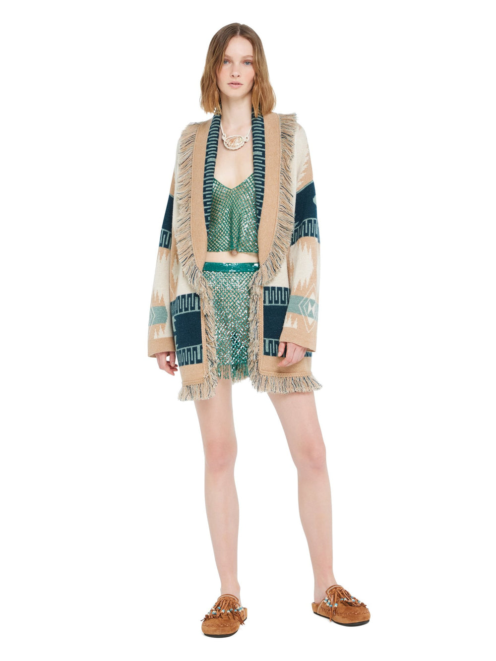 Alanui-The Cardigan-Woman-Chalk/Sand-LWHB064R26 KNI026-2