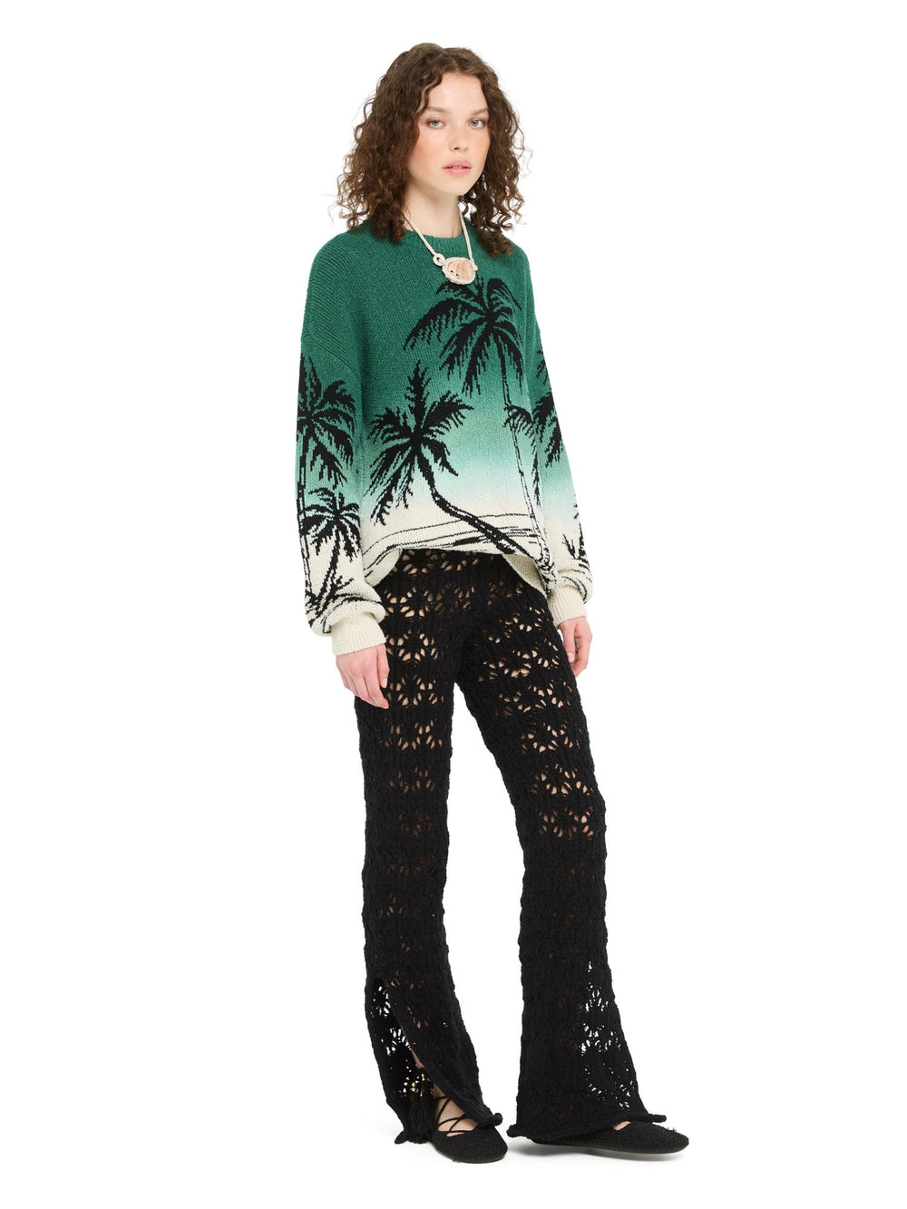 Alanui-Sweaters-Woman-Green Tide/Chalk-LWHE068R26 KNI002