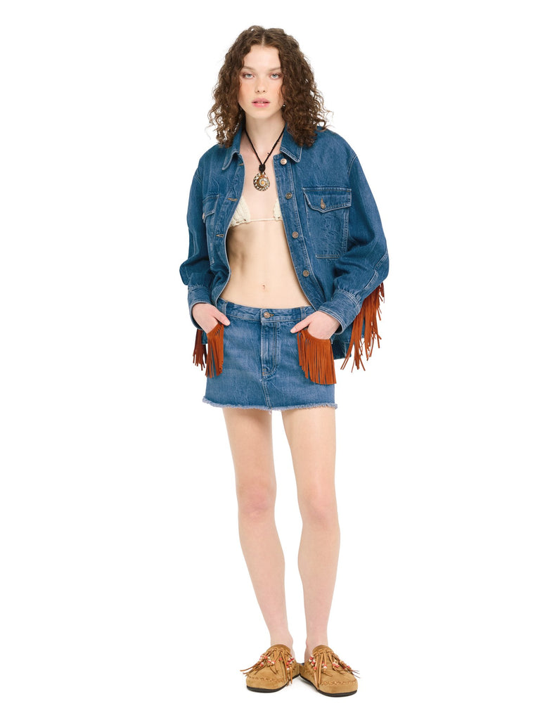 Golden Dusk Denim Mini Skirt