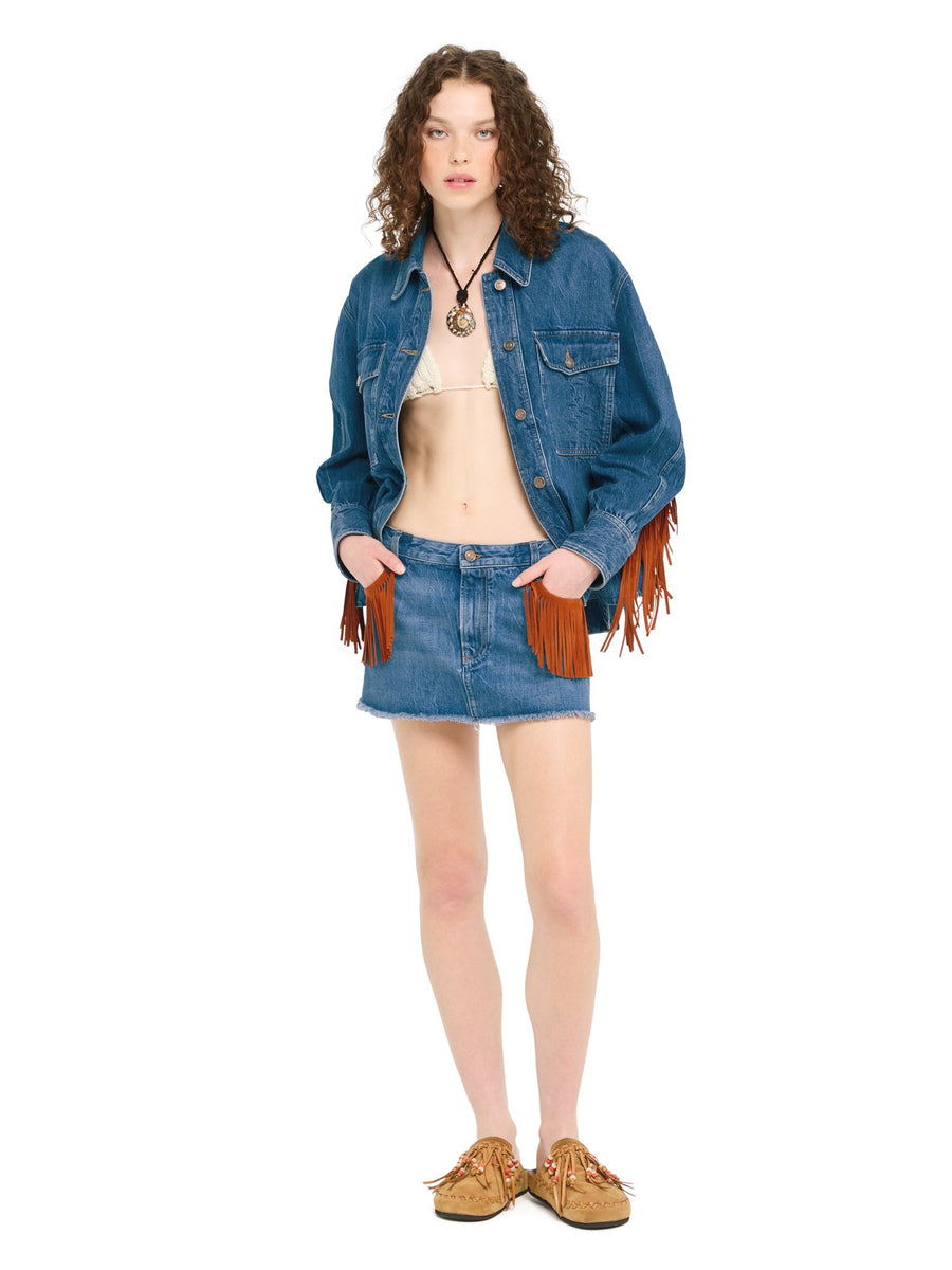 Golden Dusk Denim Mini Skirt