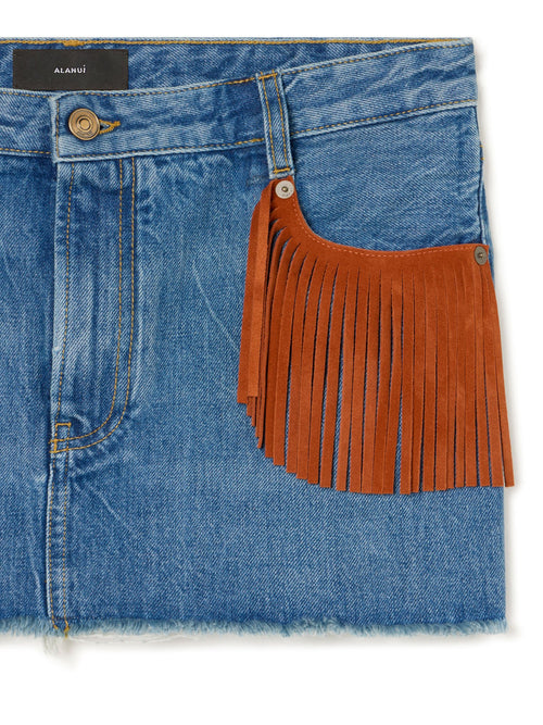Golden Dusk Denim Mini Skirt